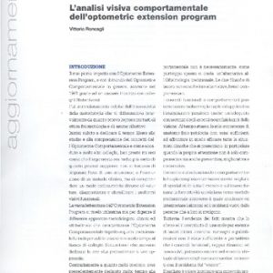 L'analisi visiva comportamentale dell'optometric extension program