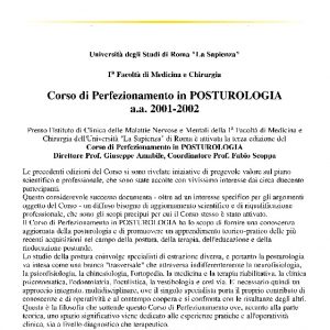 Corso di Perfezionamento in POSTUROLOGIA 2001-2002