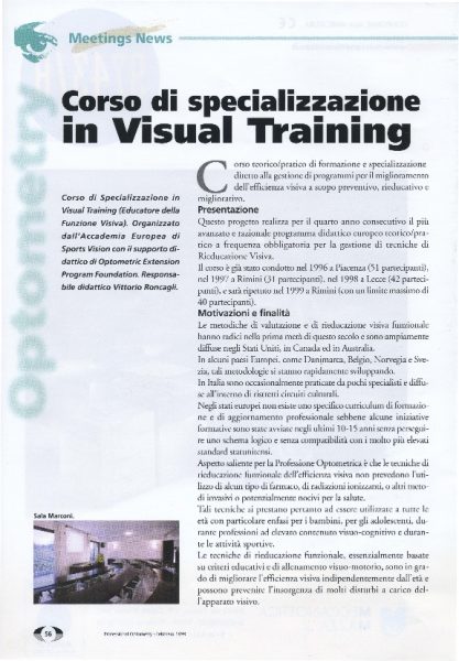 Corso di specializzazione in Visual Training 1999-2000